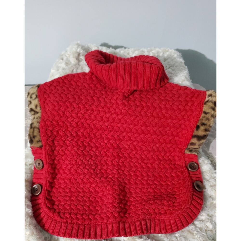 😺 Aspen Kids Girls Red Sweater Faux Fur Size 4 XS school Cabincore Glam Festive